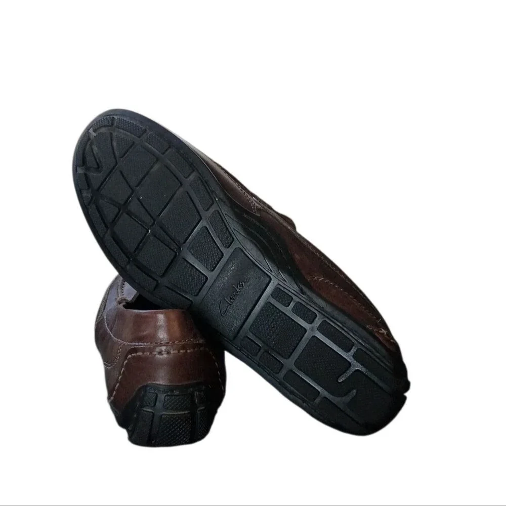 CLARKS MENS DRIVING MOCS MOCCASINS DRIVERS BROWN LEATHER 10.5M